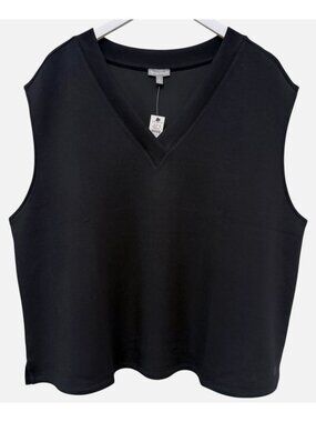 TALBOTS AirKnit Sleeveless Top Black Plus Size 2X Scuba Stretch VNeck Womens NWT